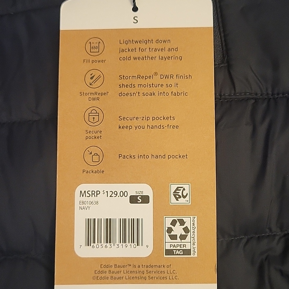 Eddie Bauer Men's Down Packable Jacket - Picture 3 of 4